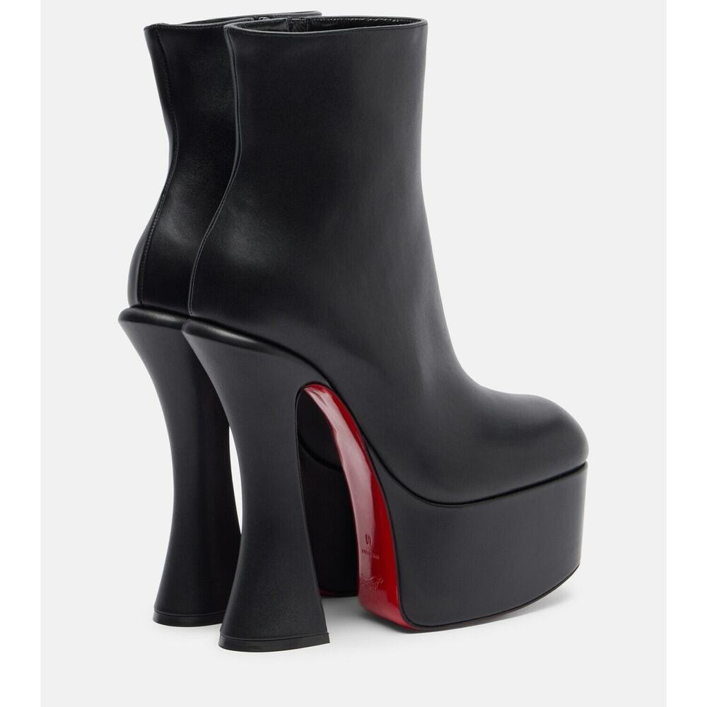 Christian Louboutin Aquabootie 160 Black Leather Platform Block Heel Bootie 40 - Picture 15 of 16